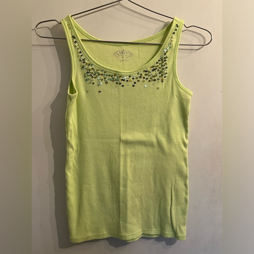 Sequins, Lime Green Tank Top